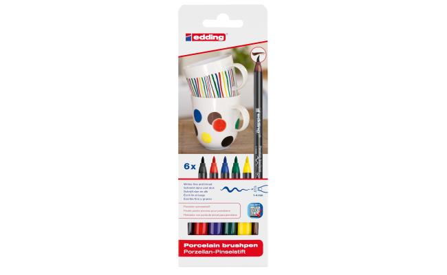 Edding 4200/6S Porcelain Brush Pencil - Set Of 6 Colors Combination "Family"